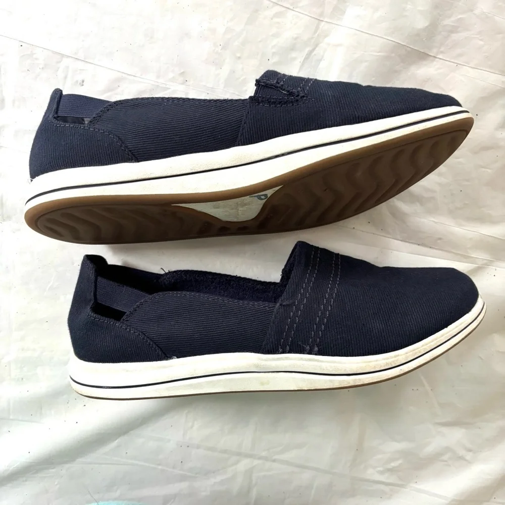 Clarks Cloudstep Breeze Step ll Stretch Slip-On Navy Blue Sneakers SZ 8 Worn 2X - Picture 4 of 14